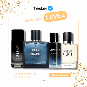 Combo de 4 Perfumes Tester - 212 VIP Black, Bleu de Chanel, Sauvage e Acqua di Gio
