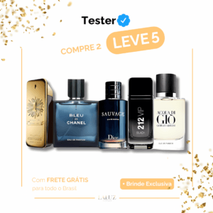 Combo de 5 Perfumes Tester - One Million, Bleu de Chanel, Sauvage, 212 VIP Black e Acqua di Giò Giorgio
