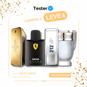 Combo de 4 Perfumes Tester - One Million, Ferrari Black, 212 VIP Men e Invictus